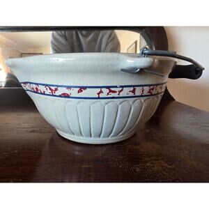 Red wing mixing bowl with handle. #266